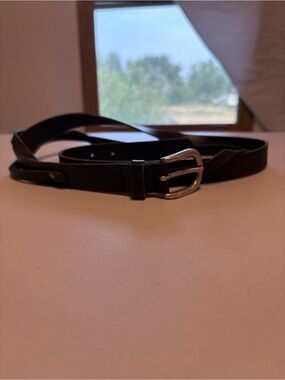 Garnet Hill Black Leather Belt NWOT